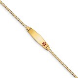 7 Inch Medical Soft Diamond Shape Red Enamel Figaro ID Bracelet 14k Gold XM550FC-7, MPN: XM550FC-7,…