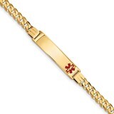 7 Inch Medical Red Enamel Curb Link ID Bracelet 14k Gold XM581FR-7, MPN: XM581FR-7, 191101438790