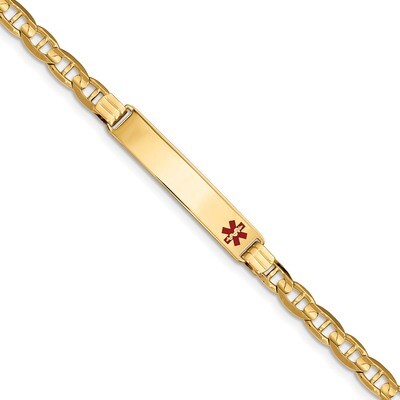 7 Inch Medical Red Enamel Anchor Link ID Bracelet 14k Gold XM575FR-7, MPN: XM575FR-7, 191101438684