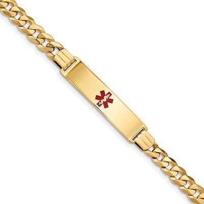 8 Inch Medical Red Enamel Flat Curb Link ID Bracelet 14k Gold XM582CR-8, MPN: XM582CR-8, 1911014390…