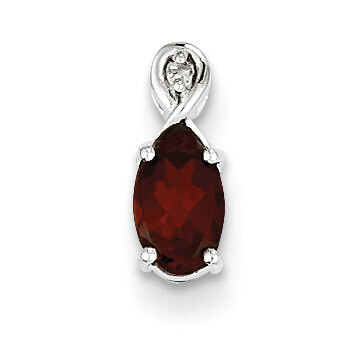 Garnet Oval Pendant Sterling Silver Rhodium-plated Diamond QP2984GA, MPN: QP2984GA, 883957604251