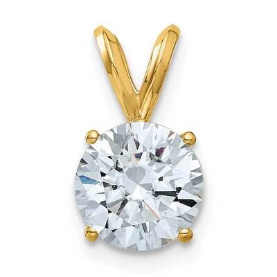 2ct. 8.0mm Round D E F Pure Light Moissanite Solitaire Pendant 14k Gold YG936-12PDMP, MPN: YG936-12…