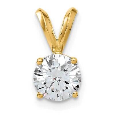 1ct. 6.5mm Round D E F Pure Light Moissanite Solitaire Pendant 14k Gold YG936-9PDMP, MPN: YG936-9PD…