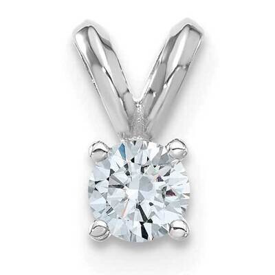 1/4ct. 4.0mm Round D E F Pure Light Moissanite Solitaire Pendant 14k White Gold WG936-3PDMP, MPN: W…