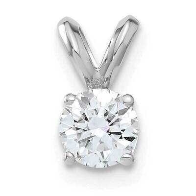 1/2ct. 5.0mm Round D E F Pure Light Moissanite Solitaire Pendant 14k White Gold WG936-5PDMP, MPN: W…