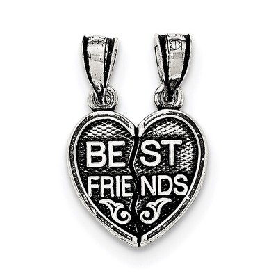 Mini Best Friends Break Away Heart Pendant Sterling Silver Antiqued QC8529, MPN: QC8529, 1911013638…