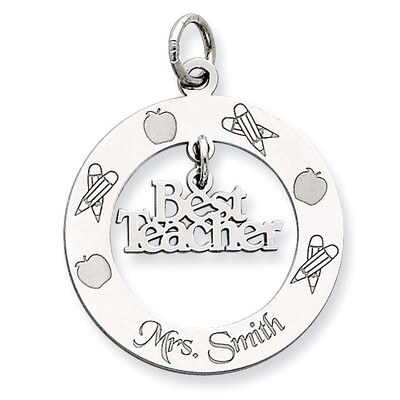 Personalizable Best Teacher Charm Sterling Silver QC7204, MPN: QC7204, 883957598550