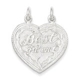 Best Friend 2-piece break apart Heart Charm Sterling Silver QC608, MPN: QC608, 883957914398