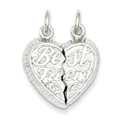 Best Friend 2-piece Break apart Heart Charm Sterling Silver QC599, MPN: QC599, 883957913889