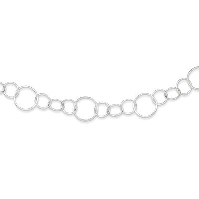 42 Inch Link Necklace Sterling Silver Fancy QH1129-42, MPN: QH1129-42, 883957496696