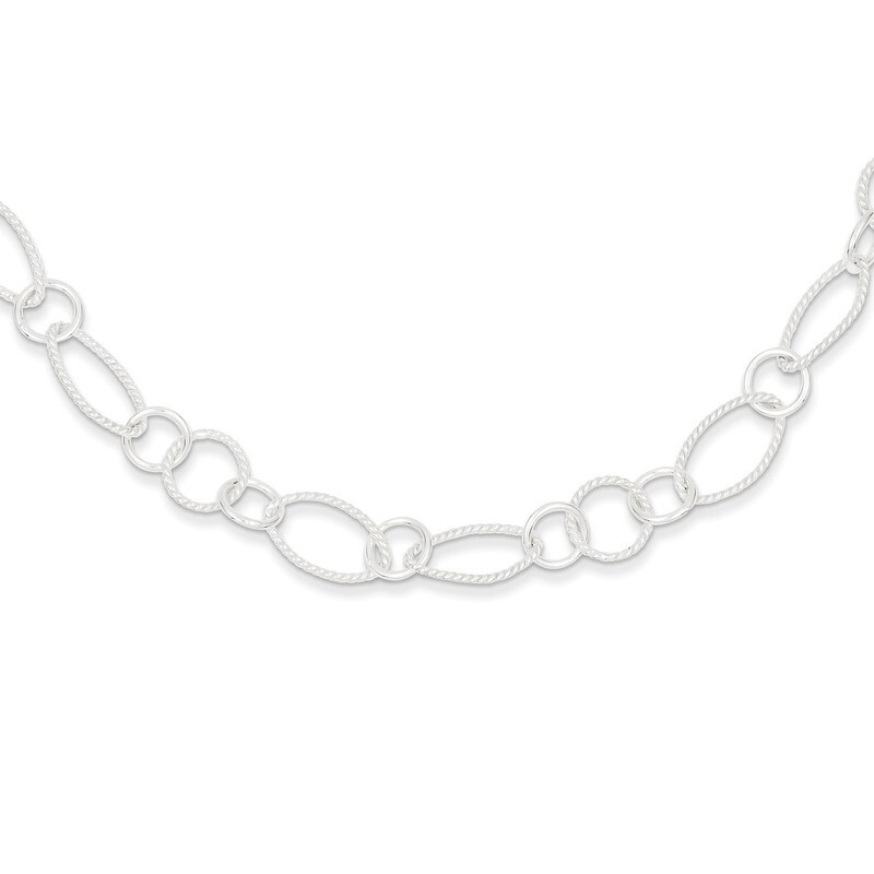 18 Inch Link Necklace Sterling Silver Fancy QH1149-18, MPN: QH1149-18, 883957480565