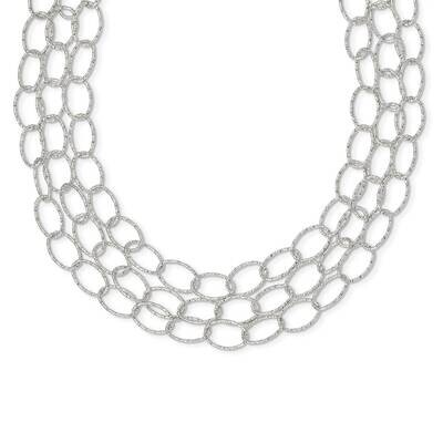 Layered Hammered Fancy Link Necklace Sterling Silver QG5579-18, MPN: QG5579-18, 883957960883
