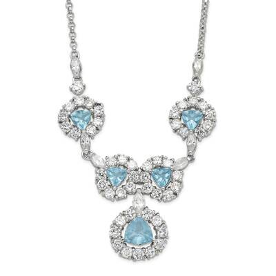 Blue &amp; Clear CZ Fancy Necklace Sterling Silver QG2495-16, MPN: QG2495-16, 883957014180