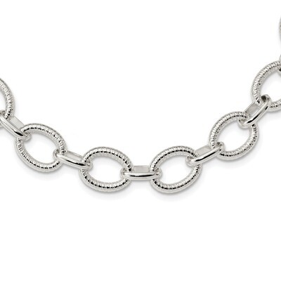 Fancy Link Necklace 18 Inch Sterling Silver Polished QG3892-18, MPN: QG3892-18,