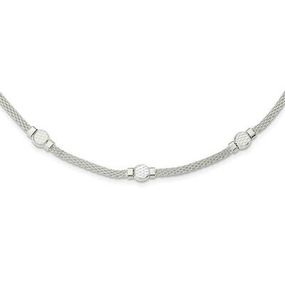 Mesh Fancy Necklace 18 Inch Sterling Silver QG5995-18, MPN: QG5995-18, 191101781476