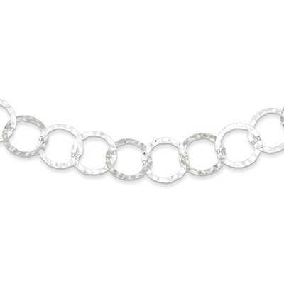 18 Inch Hammered Necklace Sterling Silver Fancy QH2427-18, MPN: QH2427-18, 883957951997