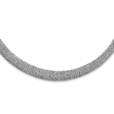 Fancy Domed Necklace 18 Inch Sterling Silver Rhodium-plated QG3853-18, MPN: QG3853-18,