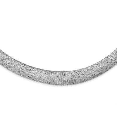 Fancy Domed Necklace 18 Inch Sterling Silver Rhodium-plated Polished QG3854-18, MPN: QG3854-18,