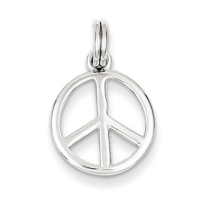 Peace Sign Charm Sterling Silver Polished QC7108, MPN: QC7108, 883957542478