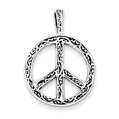 Peace Sign Charm Antiqued Sterling Silver QC7727, MPN: QC7727, 883957569468