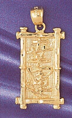 Dazzlers Jewelry Luck Chinese Sign Pendant Necklace Charm Bracelet in Yellow, White or Rose Gold 93…