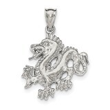 Textured Chinese Dragon Pendant Sterling Silver Polished QC8963, MPN: QC8963, 191101362897