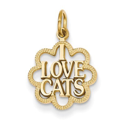 I Love Cats Charm 14k Gold C1887, MPN: C1887, 886774088273