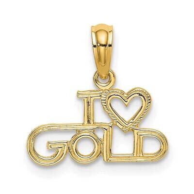 I Love Gold Charm 14k Gold Polished &amp; Textured D3900, MPN: D3900, 637218028672