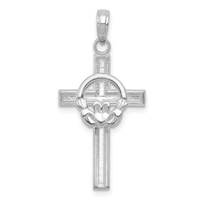 Claddagh Cross Pendant 10k White Gold Polished 10M1338W, MPN: 10M1338W,