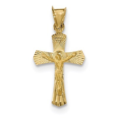 Satin and Diamond -cut Crucifix Pendant 14k Gold Polished K5556, MPN: K5556, 191101365249