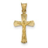 Satin and Diamond -cut Crucifix Pendant 14k Gold Polished K5556, MPN: K5556, 191101365249