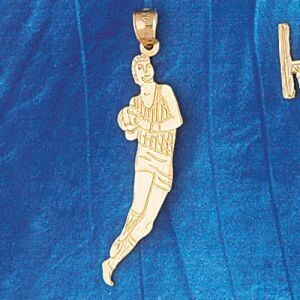 Dazzlers Jewelry Basketball Player Pendant Necklace Charm Bracelet in Yellow, White or Rose Gold 32…