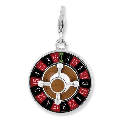 3-D Roulette Wheel Charm Sterling Silver Enameled QCC896 by Amore La Vita, MPN: QCC896, 886774236070