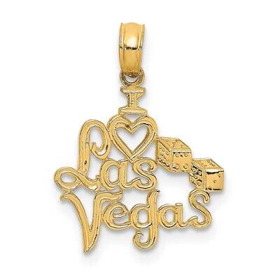 I Heart Las Vegas with Dice Engraved Charm 14k Gold K5403, MPN: K5403, 637218028948