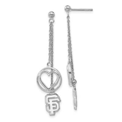 MLB San Francisco Giants Beloved Heart Dangle Earrings Sterling Silver GIT005BLERD-SS, MPN: GIT005B…