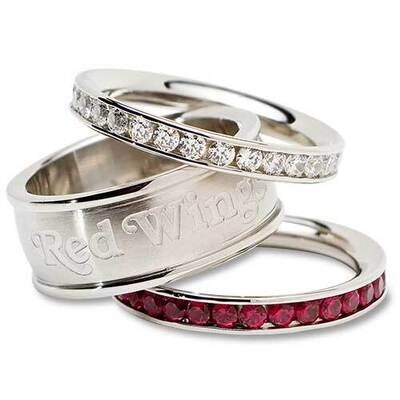 Detroit Red Wings Team Logo Stacked Ring Set Crystal RWI035CR-SZ7, MPN: RWI035CR-SZ7, 634401794086