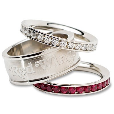 Detroit Red Wings Team Logo Ring Set Size 8 Crystal Stacked RWI035CR-SZ8