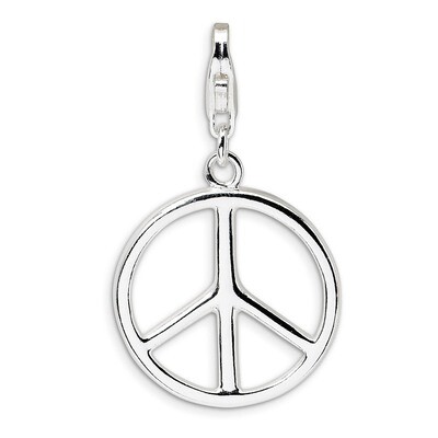 Large Polished Peace Sign Charm Sterling Silver QCC479 by Amore La Vita, MPN: QCC479, 883957334363