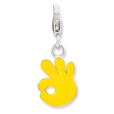 A-ok Sign Charm Sterling Silver Enameled QCC784 by Amore La Vita, MPN: QCC784, 886774235165