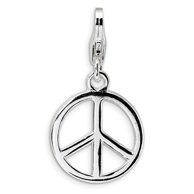 Small Polished Peace Sign Charm Sterling Silver QCC478 by Amore La Vita, MPN: QCC478, 883957334356