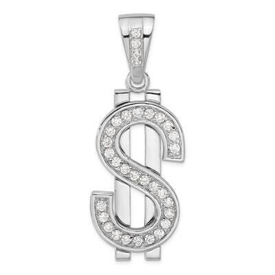 CZ Dollar Sign Pendant Sterling Silver QC5172, MPN: QC5172,