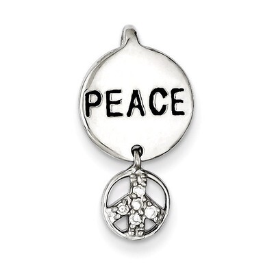 Peace Sign Diamond Pendant Sterling Silver QP1244, MPN: QP1244, 883957958408