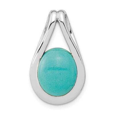 Polished Chinese Turquoise Oval Pendant Sterling Silver Rhodium-Plated QP5639, MPN: QP5639,