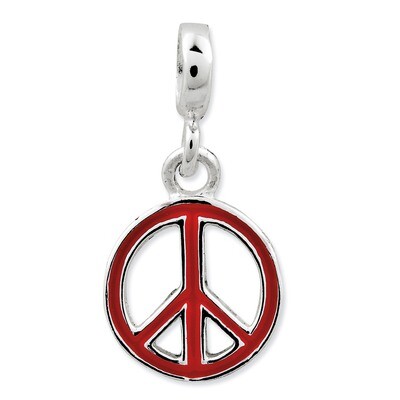 Red Enameled Peace Sign Enhancer Sterling Silver QN160, MPN: QN160, 883957562704