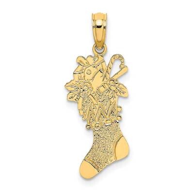 Christmas Stocking Charm 14k Gold Polished D1123, MPN: D1123, 637218033874