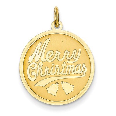 Merry Christmas Disc Charm 14k Gold A4124/L, MPN: A4124/L, 883957145389
