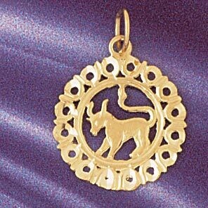 Dazzlers Jewelry Taurus Bull Zodiac Pendant Necklace Charm Bracelet in Yellow, White or Rose Gold 9…