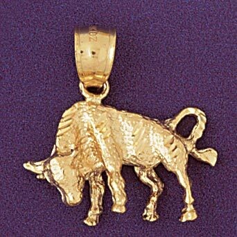 Dazzlers Jewelry Taurus Bull Zodiac Pendant Necklace Charm Bracelet in Yellow, White or Rose Gold 9…