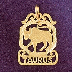 Dazzlers Jewelry Taurus Bull Zodiac Pendant Necklace Charm Bracelet in Yellow, White or Rose Gold 9…