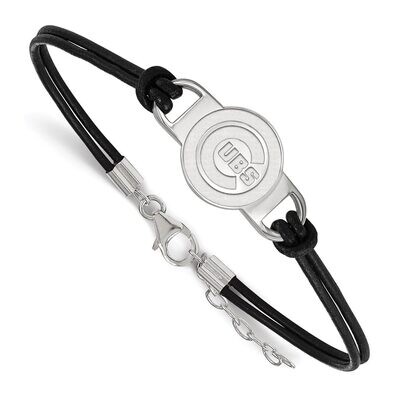 Chicago Cubs Leather Bracelet Small Center Sterling Silver SS011CUB-7, MPN: SS011CUB-7, 886774626246